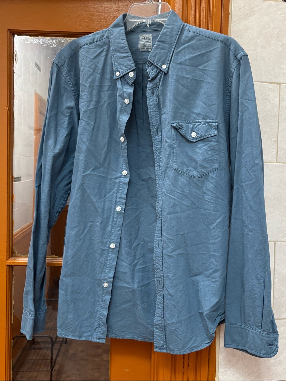 J. Crew Men's Button-Down Dress Shirt in Slate Blue